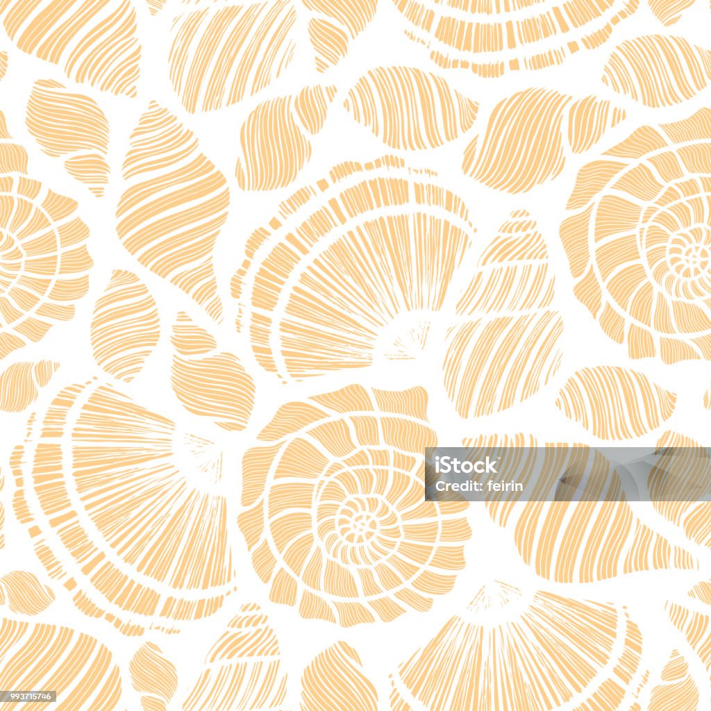 Shell Seamless Pattern In Handdrawn Style Stock Illustration - Download ...