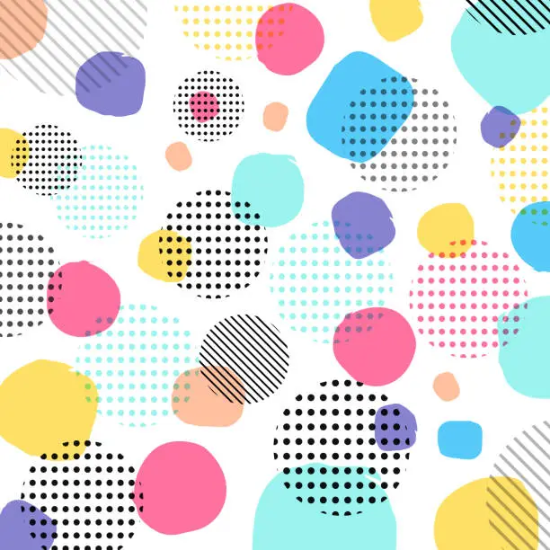 Vector illustration of Abstract modern pastels color, black dots pattern with lines diagonally on white background.