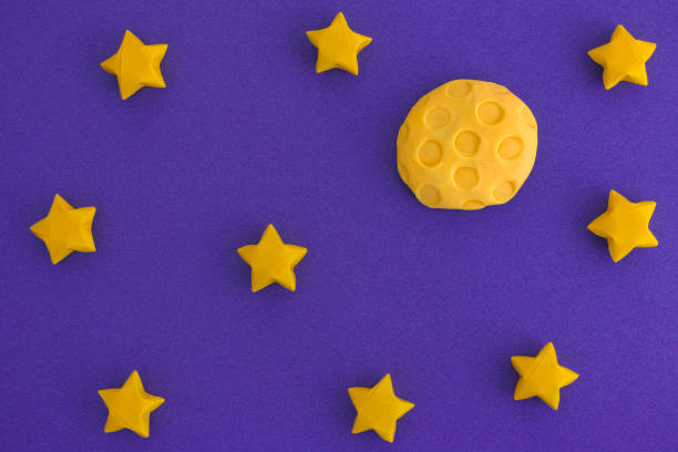 The Moon and The Starry Sky at Night. The Moon is made out of play clay (plasticine).