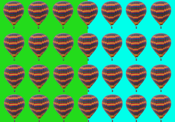 Colorful hot air balloon isolated in white background - 3D render