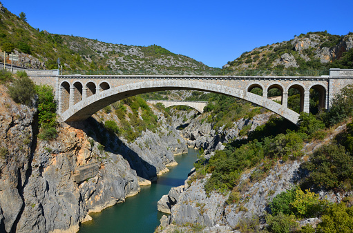 Famous bridge in Saint Guilhem le Désert village, south of France