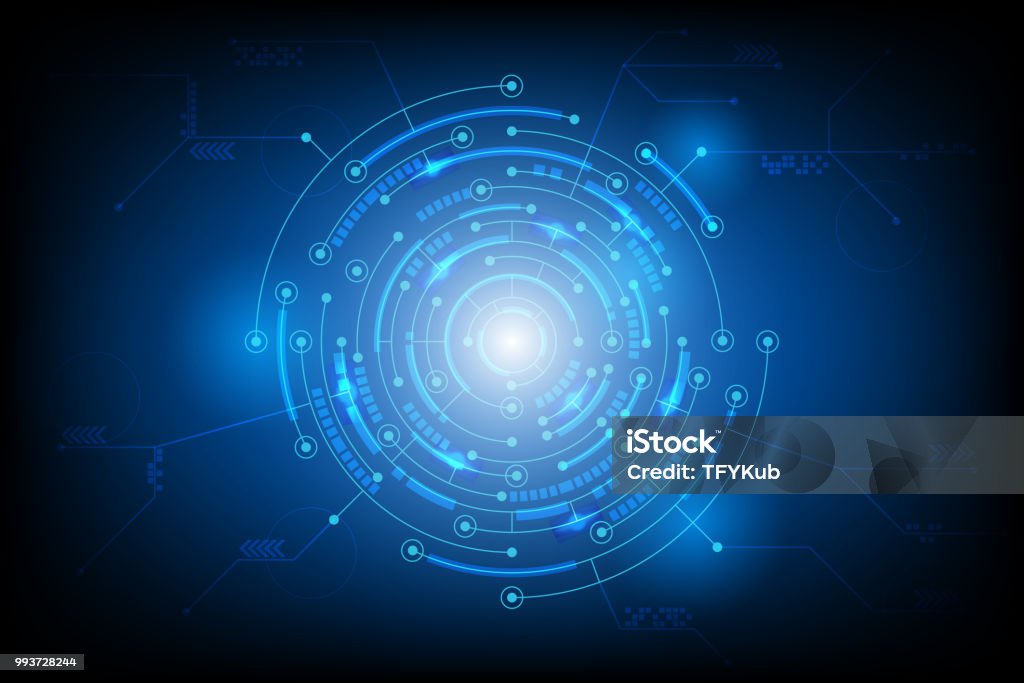 Computer System Circle Futuristic Circle System Computer With Abstract Line Cable Systemvector ...