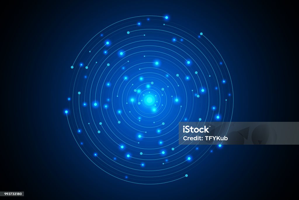 Computer System Circle Futuristic Circle System Computer With Abstract Line Cable Systemvector ...