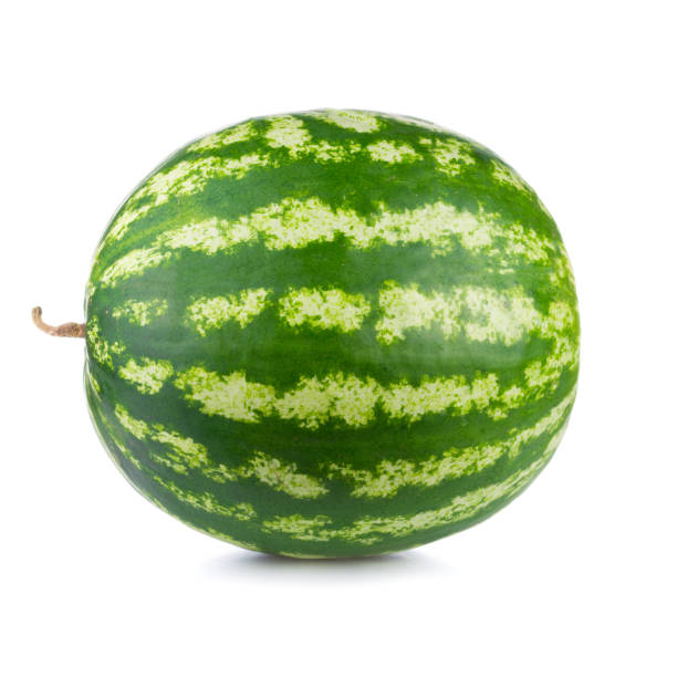istock One whole green watermelon isolated on white background. 993733716