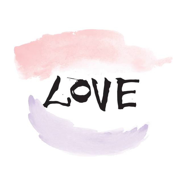 istock Hand written black lettering LOVE with watercolor brushstrokes for valentines day design poster, greeting card, photo album, banner. Calligraphy vector illustration. 993737110