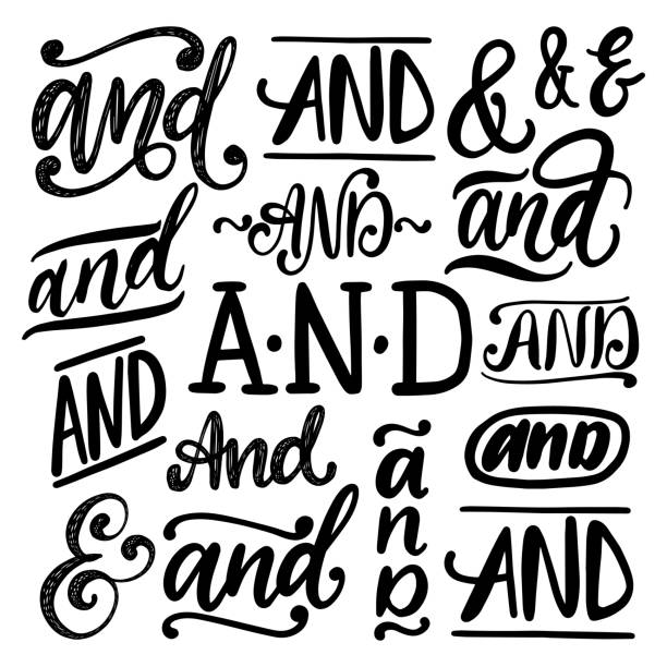 Handwritten ampersands and conjunctions And vector set. Calligraphic collection of catchwords on white background Handwritten ampersands and conjunctions And vector set. Calligraphic collection of catchwords on white background. ampersand stock illustrations