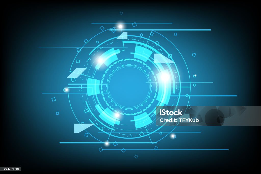 Computer System Circle Futuristic Circle System Computer With Abstract Line Cable Systemvector ...