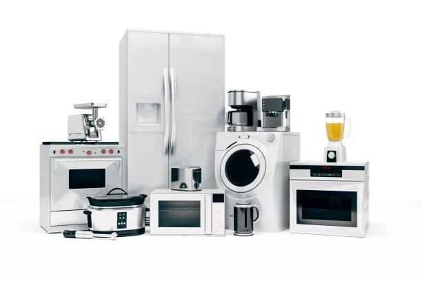 istock ,3d set of home appliances on white background 993760064