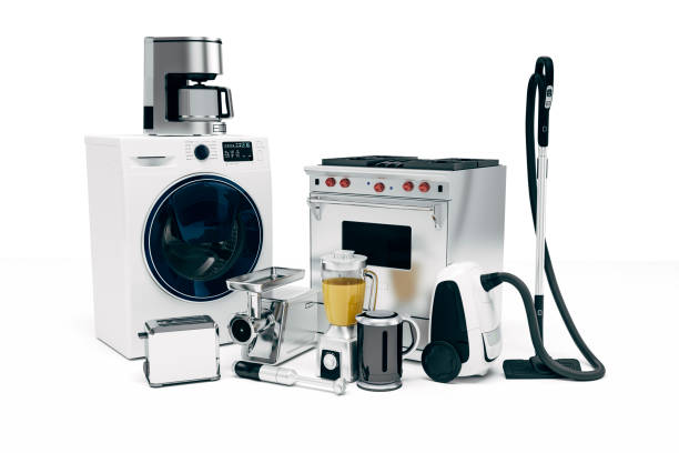 istock ,3d set of home appliances on white background 993760096