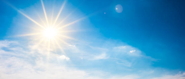 istock Beautiful blue sky with clouds and bright sun 993763604