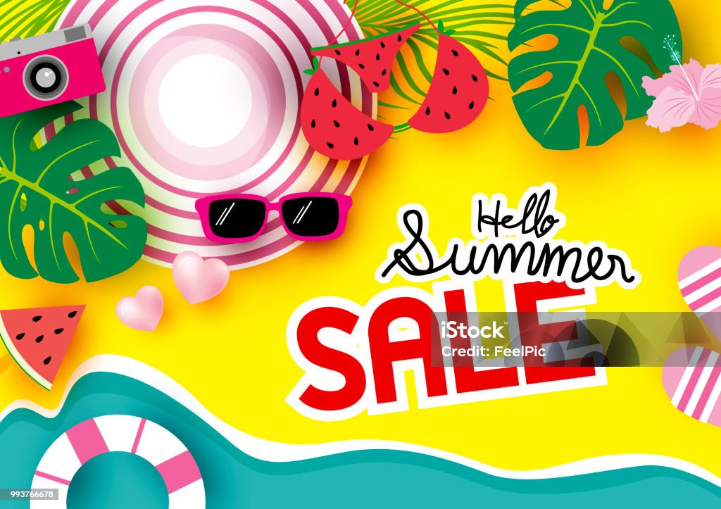 Summer Sale Banner Background Vector Illustration Stock Illustration -  Download Image Now - Backgrounds, Banner - Sign, Bikini - iStock