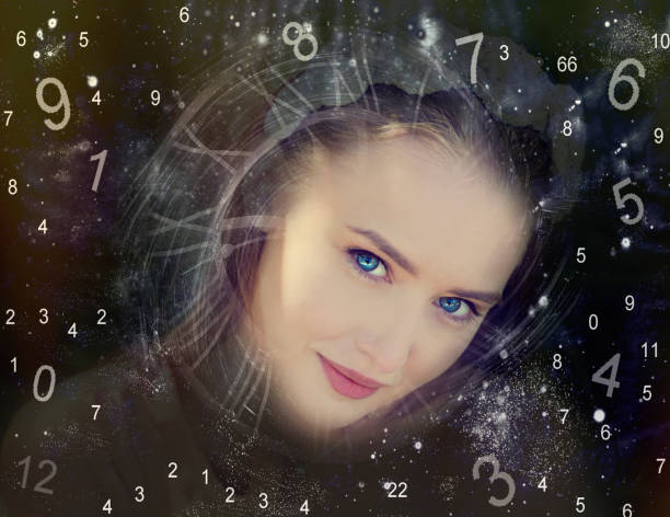 istock Woman face and numerology world 993770788
