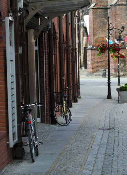 istock The old town street with parked bicycles 993771256