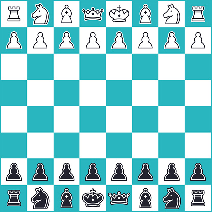 Playing chess chessboard with template for chess moves display.