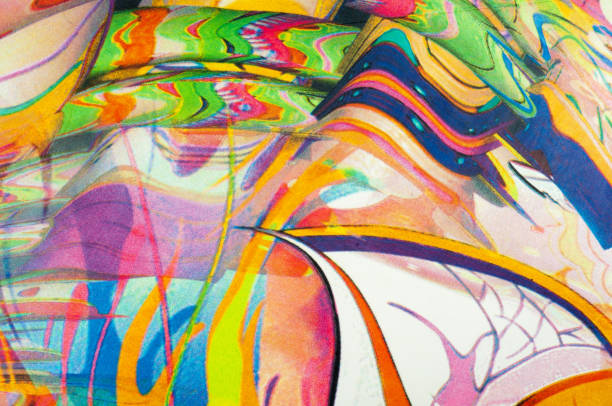 istock Fabric colors abstraction, with a pattern of yellow, blue, blue, 993780346