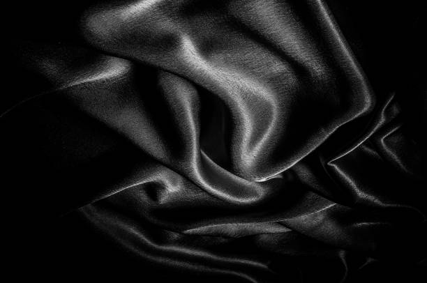 istock texture, pattern. Fabric made of silk fabric is black, This metallic black abstract jacquard is as magical as a mermaid under the water. The luminous metallic shade is mixed with the spray of color 993780422