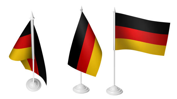 Isolated 3 Small Germany Flag waving 3d Realistic Germany fabric photo