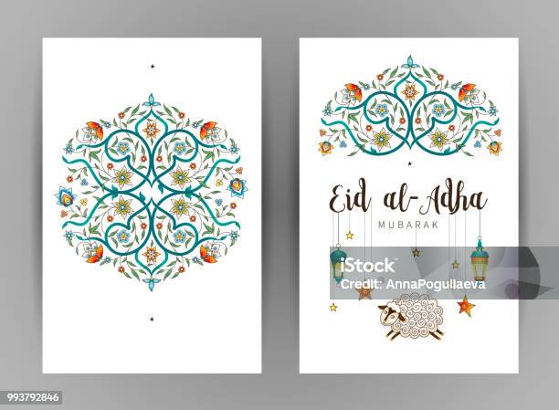 Muslim Holiday Eid Aladha Card Happy Sacrifice Celebration Stock Illustration - Download Image Now
