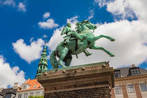 View at city founder Bishop Absalon statue in Copenhagen, Denmark