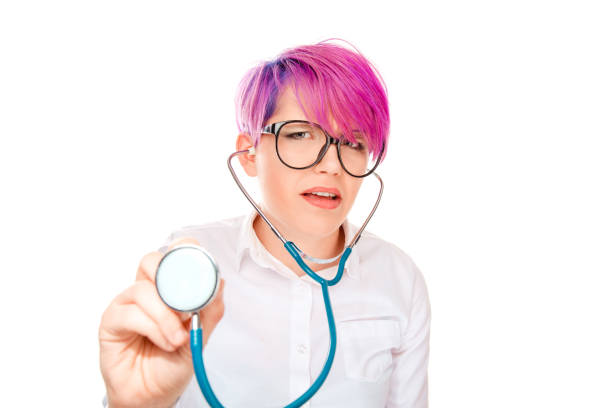 istock Frowning doctor psychiatrist looking funny, holding stethoscope 993795510