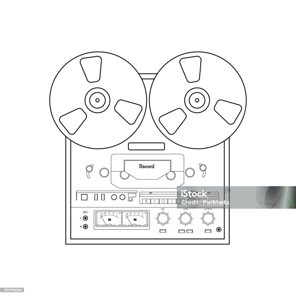 Bobbin tape recorder Bobbin tape recorder on the white background. Vector illustration Analog stock vector