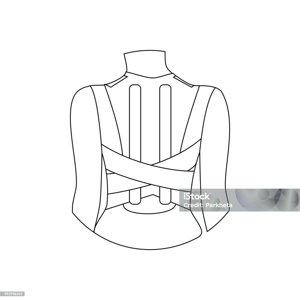 Corset for correction of posture Corset for correction of posture on the white background. Vector illustration Adult stock vector
