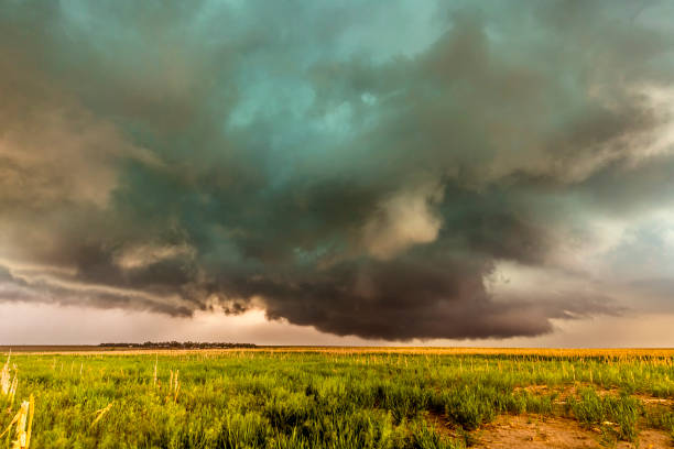 istock Supercell inflow with green hail glow 993954786