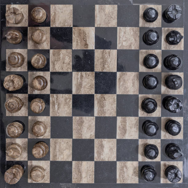 istock A Beautiful Marble Chess Set From a Top Birds Eye View 993954932