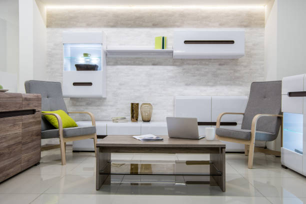 istock modern living room interior with laptop on table 993955434