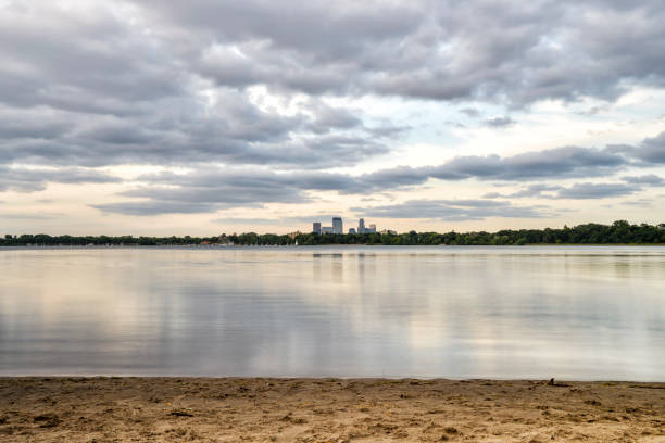 istock Beach and Lake with Minneapolis Skyline in Background 993957448