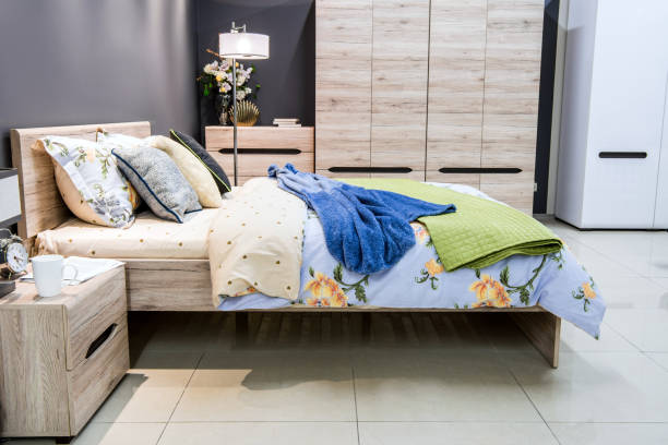 istock cozy modern bedroom interior with bed 993958638
