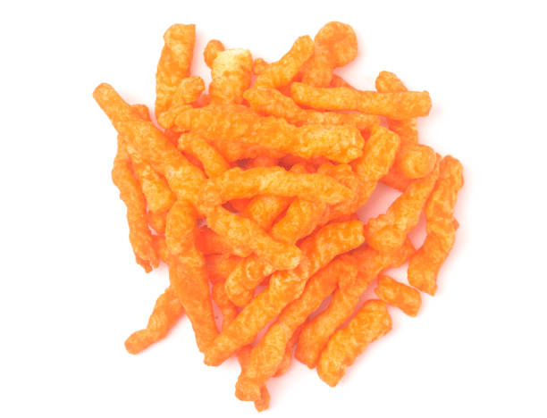 istock Crunchy Orange Cheesy Chips on a White Background 993962966