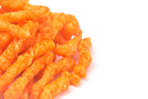 istock Crunchy Orange Cheesy Chips on a White Background 993962968