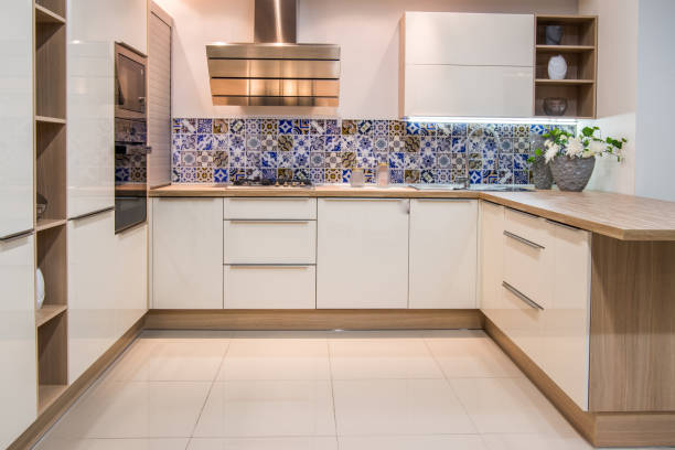 istock cozy modern kitchen interior with furniture in light tones 993964076