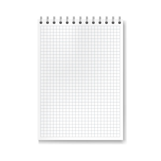 ilustraciones, imágenes clip art, dibujos animados e iconos de stock de matemáticas del vector realista gobernaron notebook - paper notebook ruled striped