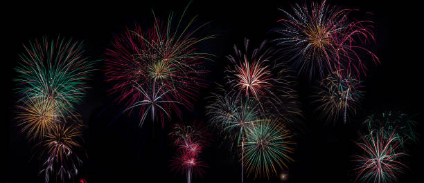 Panoramic of Colorful Fireworks