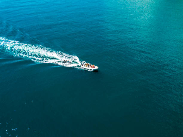 istock top above view of motor fast boat on a water surface isolated 993969648