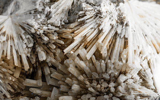 Closeup view at the zeolite scolecite mineral