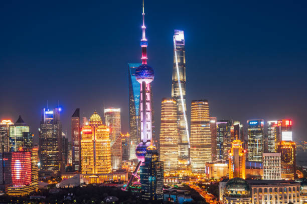 istock colorful Skyline at night, Shanghai, China 993980912