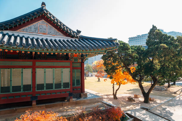 istock Deoksugung Palace with autumn maple in Seoul, Korea 993987112