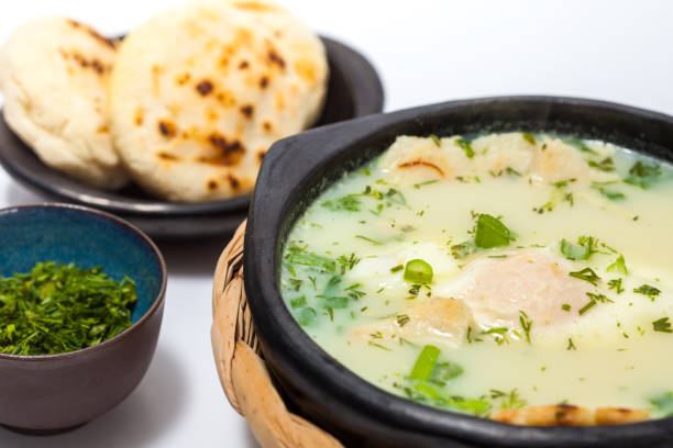 Traditional Colombian Poached Egg Soup called changua