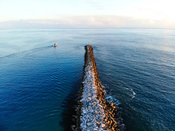 Photo of Newport Beach California The Wedge Pier Jetty Aerial Footage