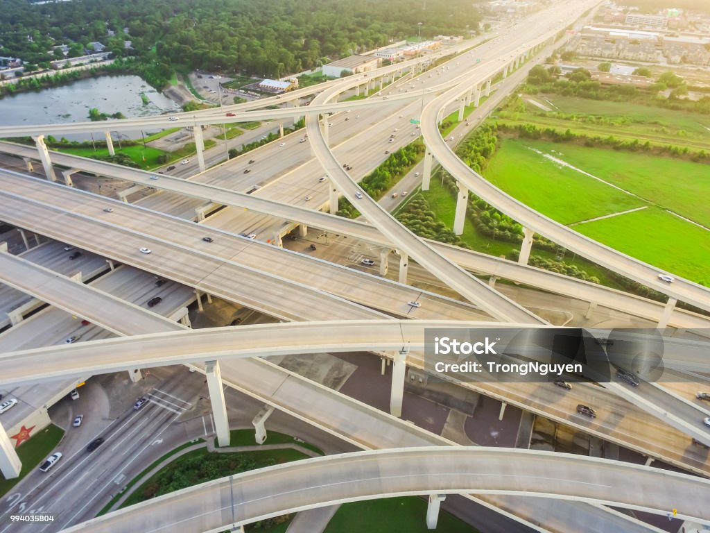 Freeway Stack Top View Massive Highway Intersection Stack Interchange Stock Photo ...