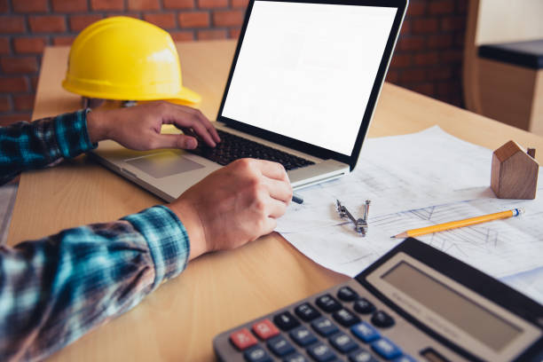 istock The engineer worked on the laptop 994059730