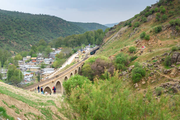 Bisheh, Lorestan Province, Iran - March 30, 2018 Railway bridge near Bisheh village