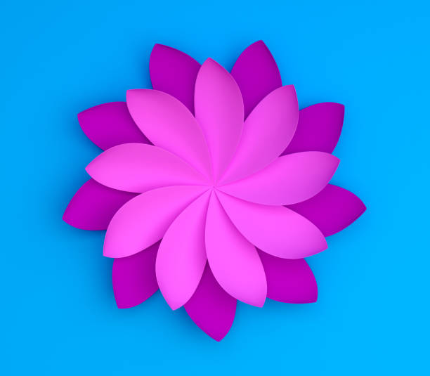 istock Single color decorative flower on blue background. Paper origami 994101876