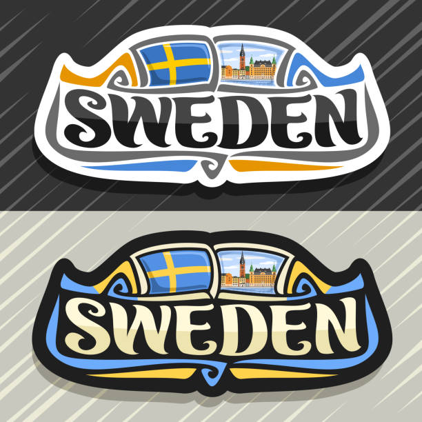 vektor-label für schweden - stockholm sweden flag swedish culture stock-grafiken, -clipart, -cartoons und -symbole