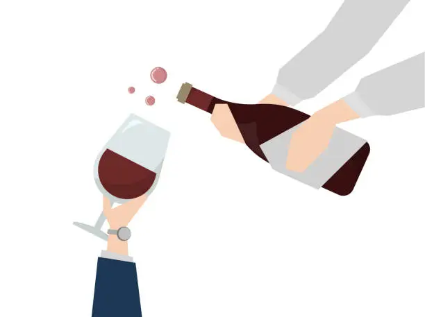 Vector illustration of Illustration of wine being served