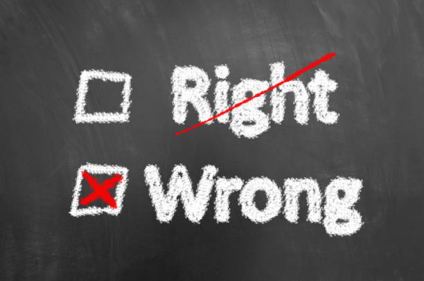 istock Crossed right and wrong chalk text on chalkboard or blackboard 994119144