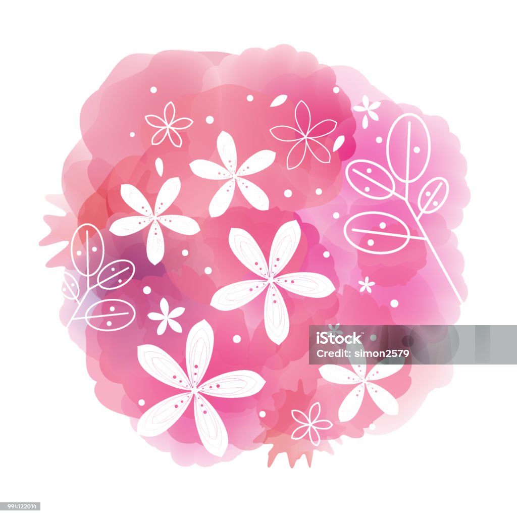 Spring floral frame Vector of spring floral frame with watercolor background. EPS Ai 10 file format. Flower stock vector